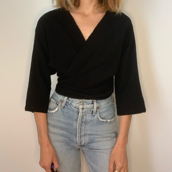 Vintage Black Gauze Wrap Boho Top - Picture 8 of 14